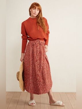 THE ODELLS Medium Malmo Print Button Front Midi Skirt Orig $280 Excellent Cond